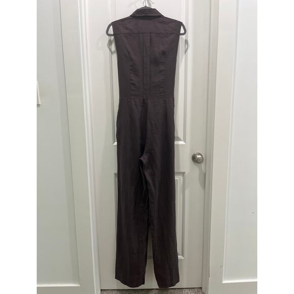 Max Mara Chocolate Brown Sleeveless Wide Leg Jumpsuit Sz 8 - Picture 7 of 7